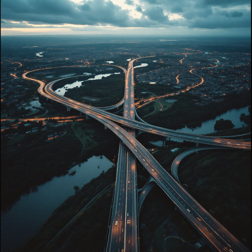 Aerial of the I-69 corridor at Fishers interchanges